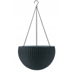 Doniczka wisząca Hanging rattan grafitowa 35 cm Curver Keter