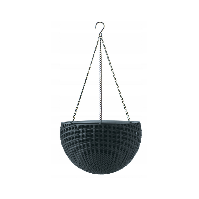 Doniczka wisząca Hanging rattan grafitowa 35 cm Curver Keter