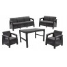 Meble ogrodowe sofa 2 i 3 osobowa, 2 fotele, stół regulowany Lyon rattan grafit Keter