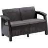Meble ogrodowe sofa 2 i 3 osobowa, 2 fotele, stół regulowany Lyon rattan grafit Keter