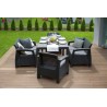 Meble ogrodowe sofa 2 i 3 osobowa, 2 fotele, stół regulowany Lyon rattan grafit Keter