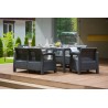 Meble ogrodowe sofa 2 i 3 osobowa, 2 fotele, stół regulowany Lyon rattan grafit Keter