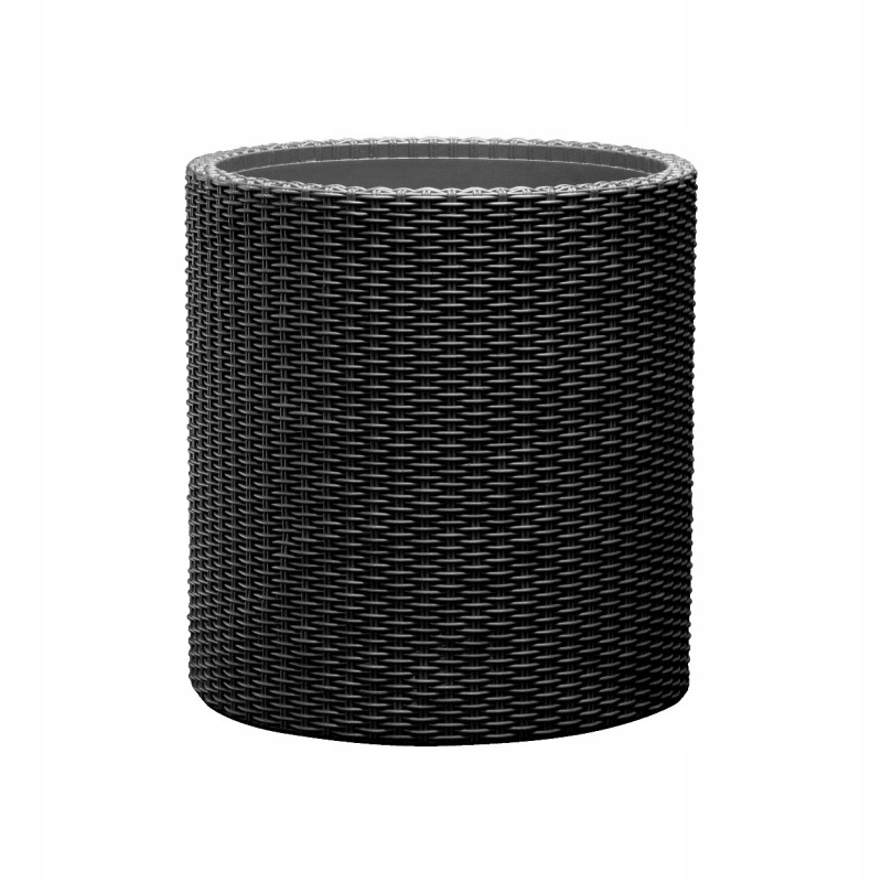 Doniczka rattan Cylinder rozmiar S - 28 cm grafit, antracyt Curver, Keter z odpływem