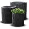 Doniczka rattan Cylinder rozmiar S - 28 cm grafit, antracyt Curver, Keter z odpływem