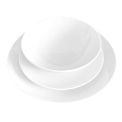 Serwis obiadowy, zestaw talerzy dla 6 osób 18 el porcelana biała Boss Lubiana