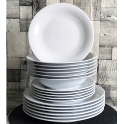 Zestaw 18 talerzy obiadowych TIAGO dla 6 osób Lubiana biała porcelana