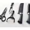 Zestaw 6 elementowy noże kuchenne z obierakiem i nożyczkami.