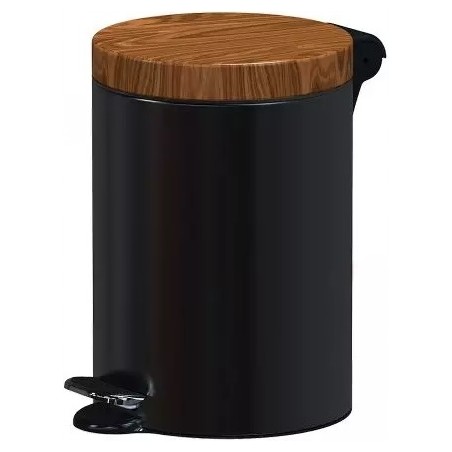 Kosz na śmieci 5l z pokrywą w kolorze dąb łazienkowy czarny skandynawski