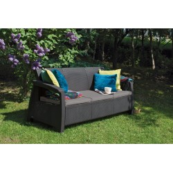 Sofa ogrodowa 3 osobowa wypoczynkowa rattan Corfu Max Seat grafit