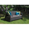 Meble ogrodowe sofa 3 osobowa, 2 fotele, stół regulowany grafit rattan Keter