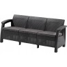 Meble ogrodowe sofa 2 i 3 osobowa, 2 fotele, stół regulowany Lyon rattan grafit Keter
