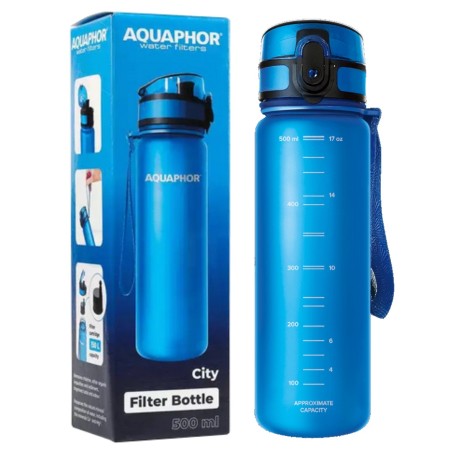 Butelka filtrująca, bidon Aquaphor City 0,5l niebieska z filtrem.
